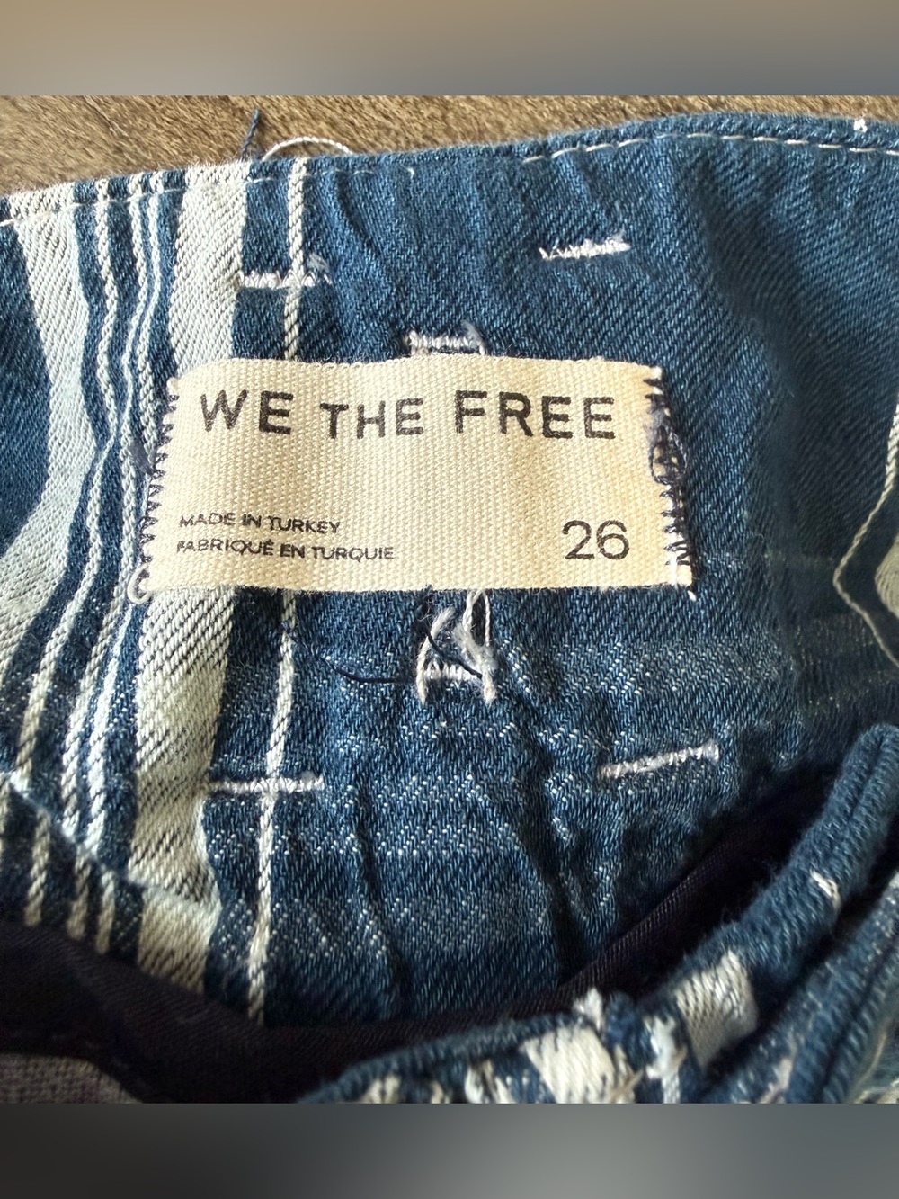 NWT Free People Rose Hall Low Slung Trousers size 26 Blue White - Picture 8 of 14